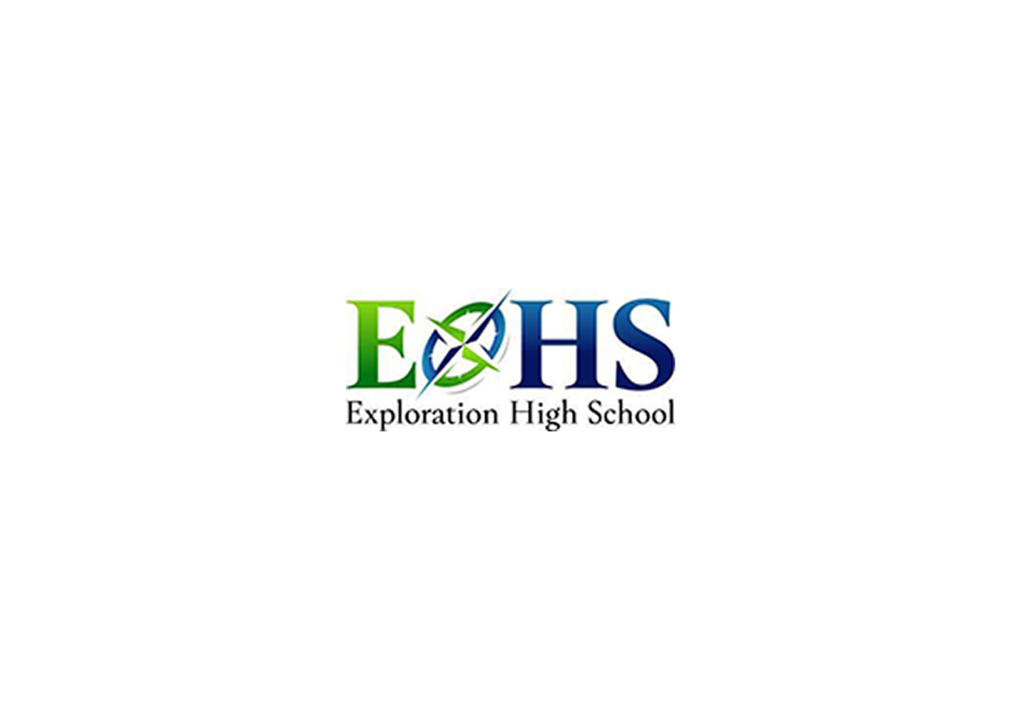 Logo of Exploration High School with letters E and HS and a compass design.