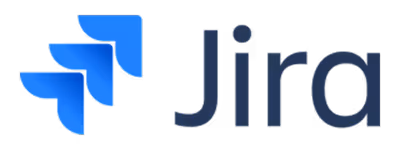 Jira logo featuring stylized blue arrows and the word 'Jira' in dark blue letters.