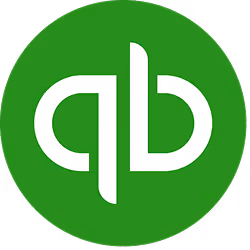 QuickBooks logo with stylized lowercase 'qb' in white on a green circular background.