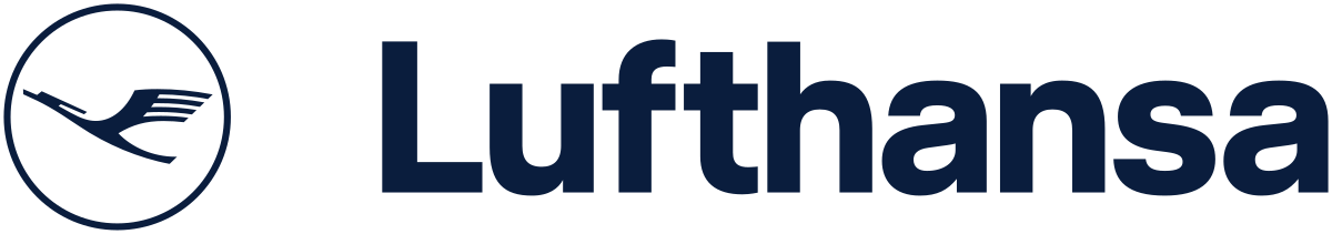 Lufthansa logo featuring a stylized crane inside a circle next to the word 'Lufthansa'.