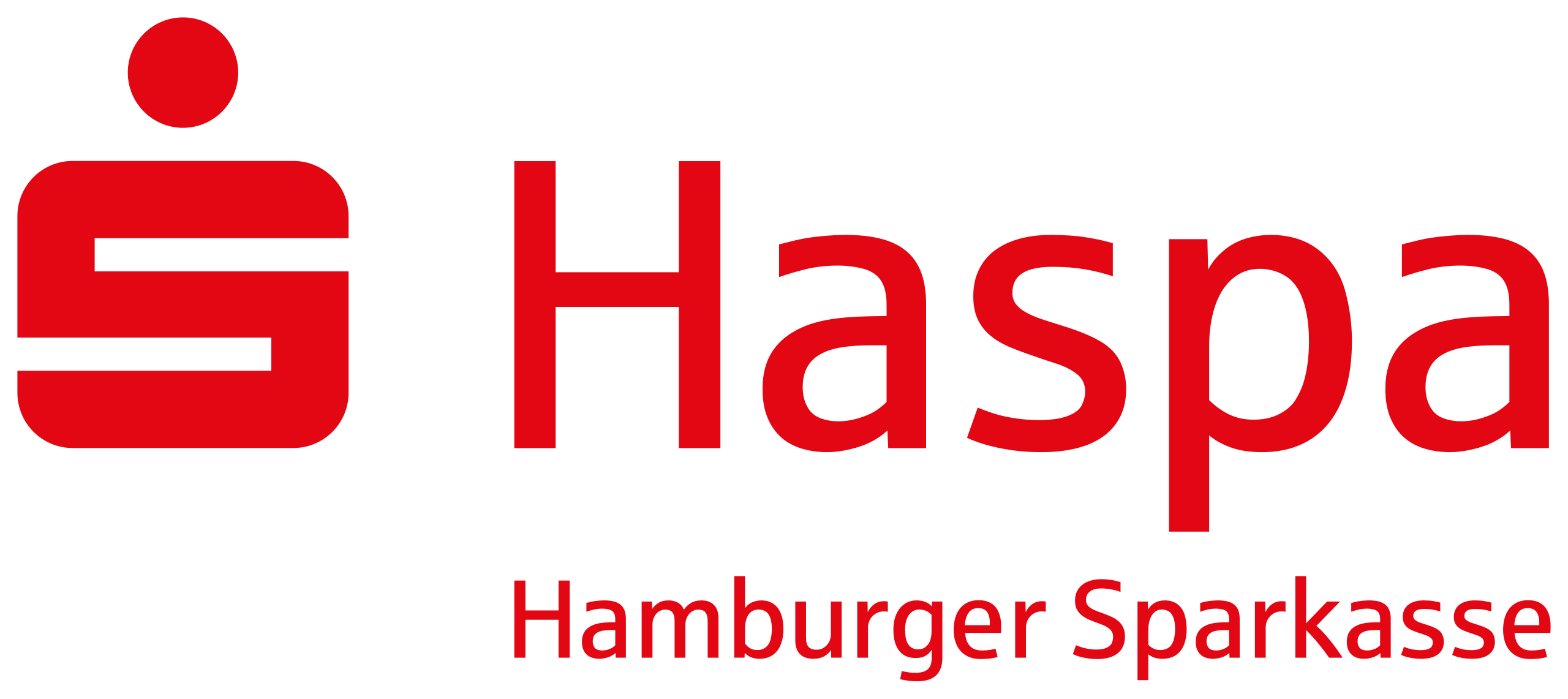 Haspa logo with stylized red 'S' symbol and red text reading 'Haspa Hamburger Sparkasse'.