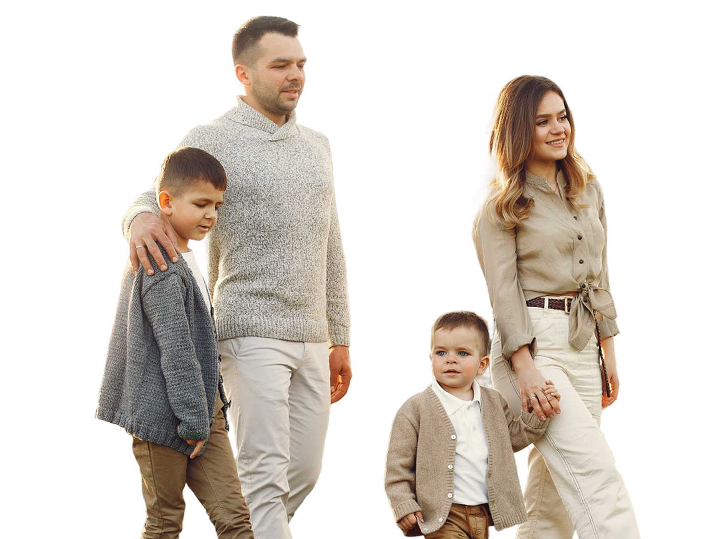 Family walking together in a park