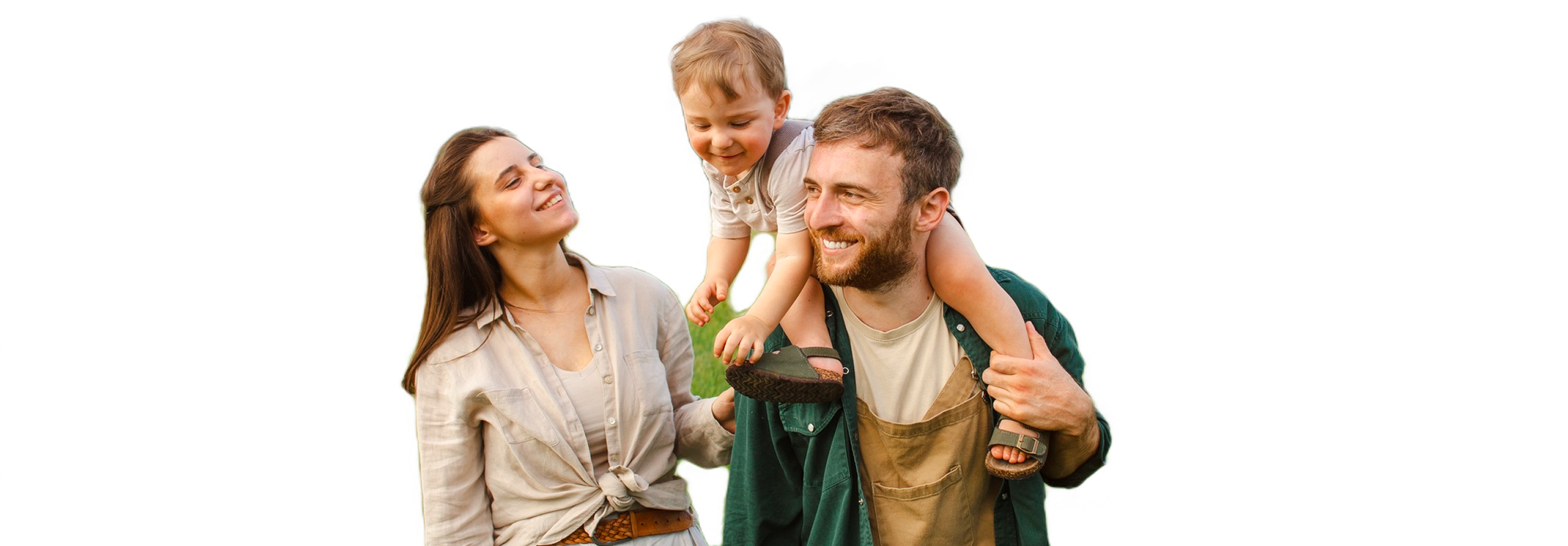 Happy family portrait outside