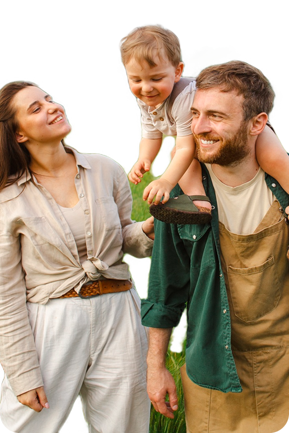 Happy family portrait outside