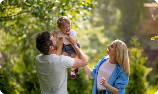 Family hanging out outside