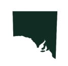 Solid dark green silhouette of South Dakota state with no labels or details.