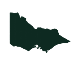 Black silhouette of the Australian state of Victoria on white background.