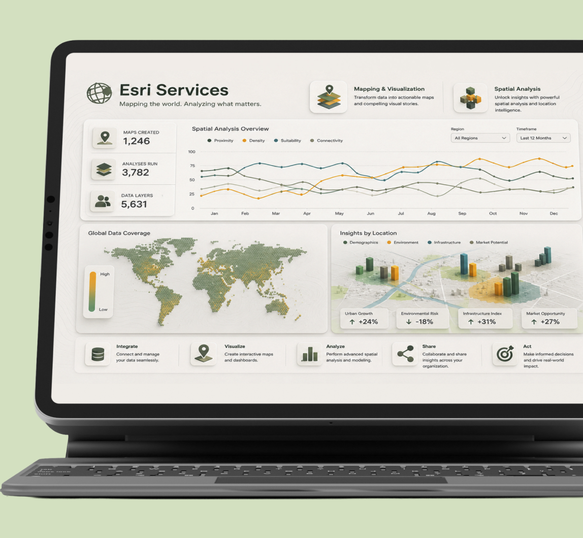 3D geographic visualization showing terrain analysis and spatial data patterns representing location intelligence