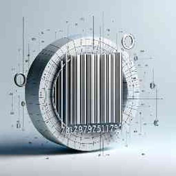 A bar code surrounded by ones and zeroes