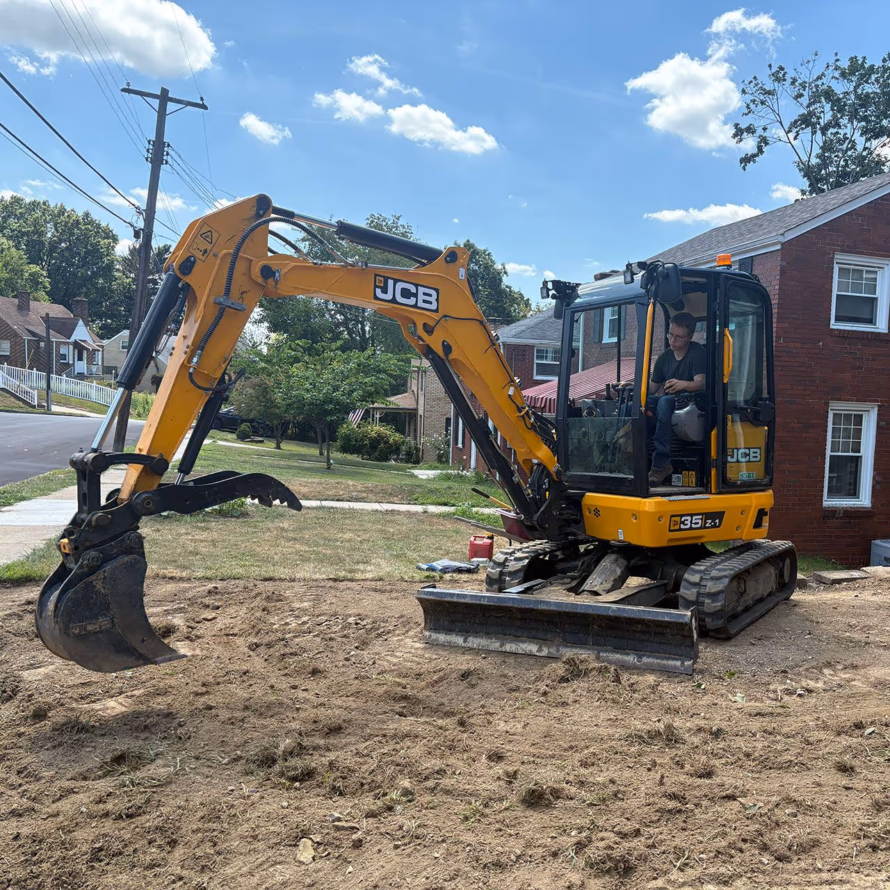 Construction site excavation with heavy equipment