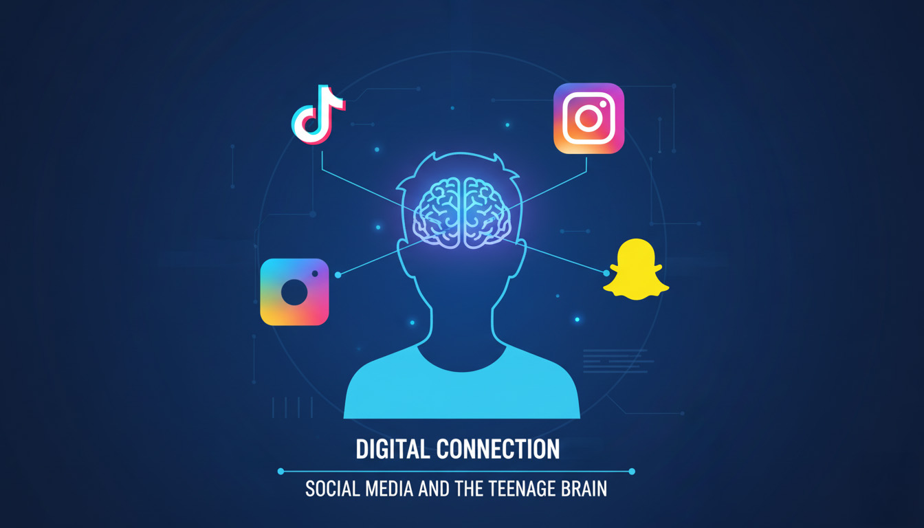 Teenager alone in dark room illuminated by smartphone blue light at night