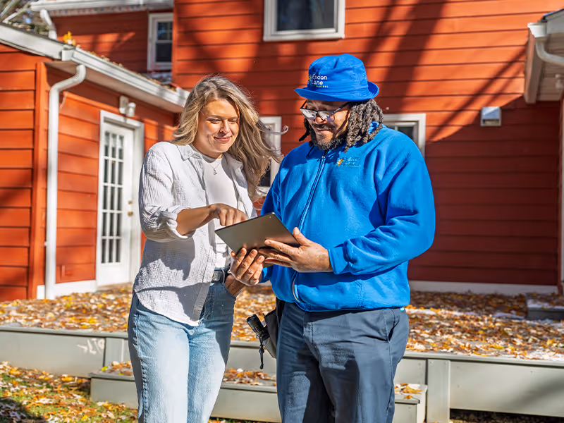 reviewing inspection report with homeowner