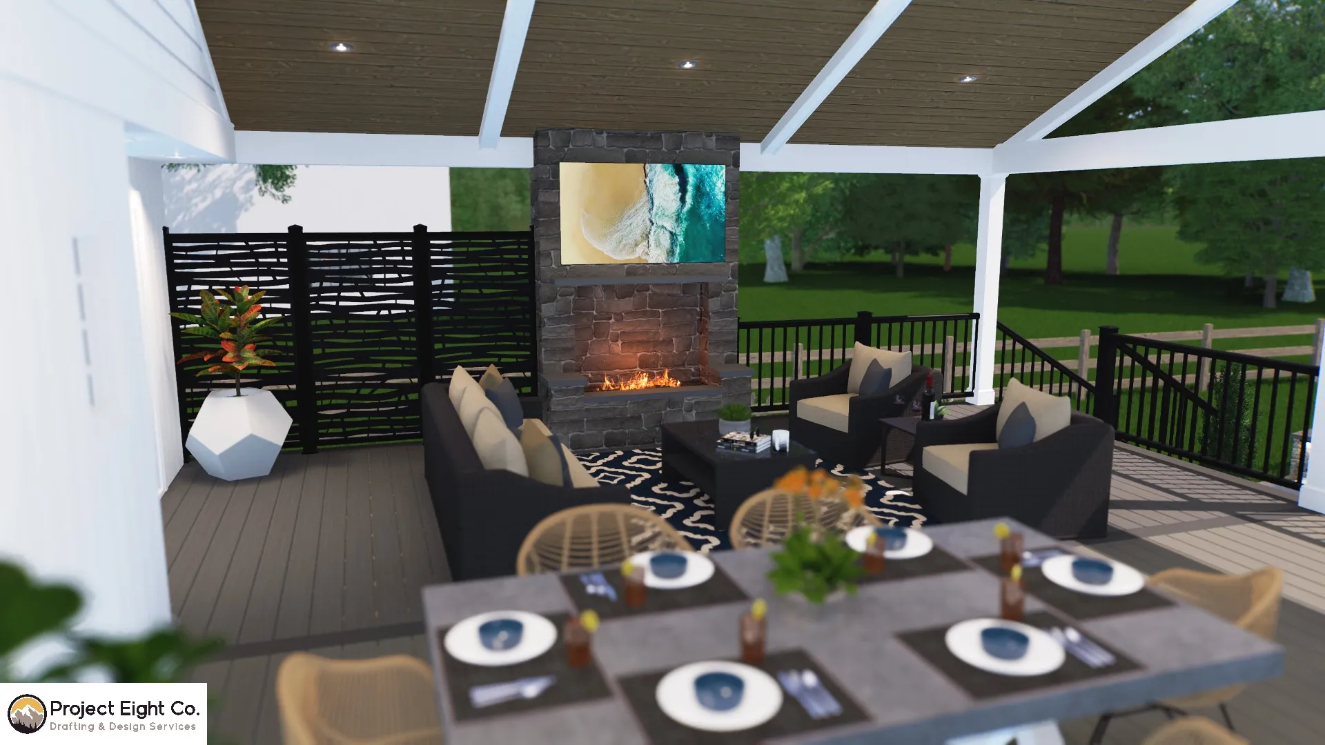 Backyard Patio and Cozy Open Air Deck Design