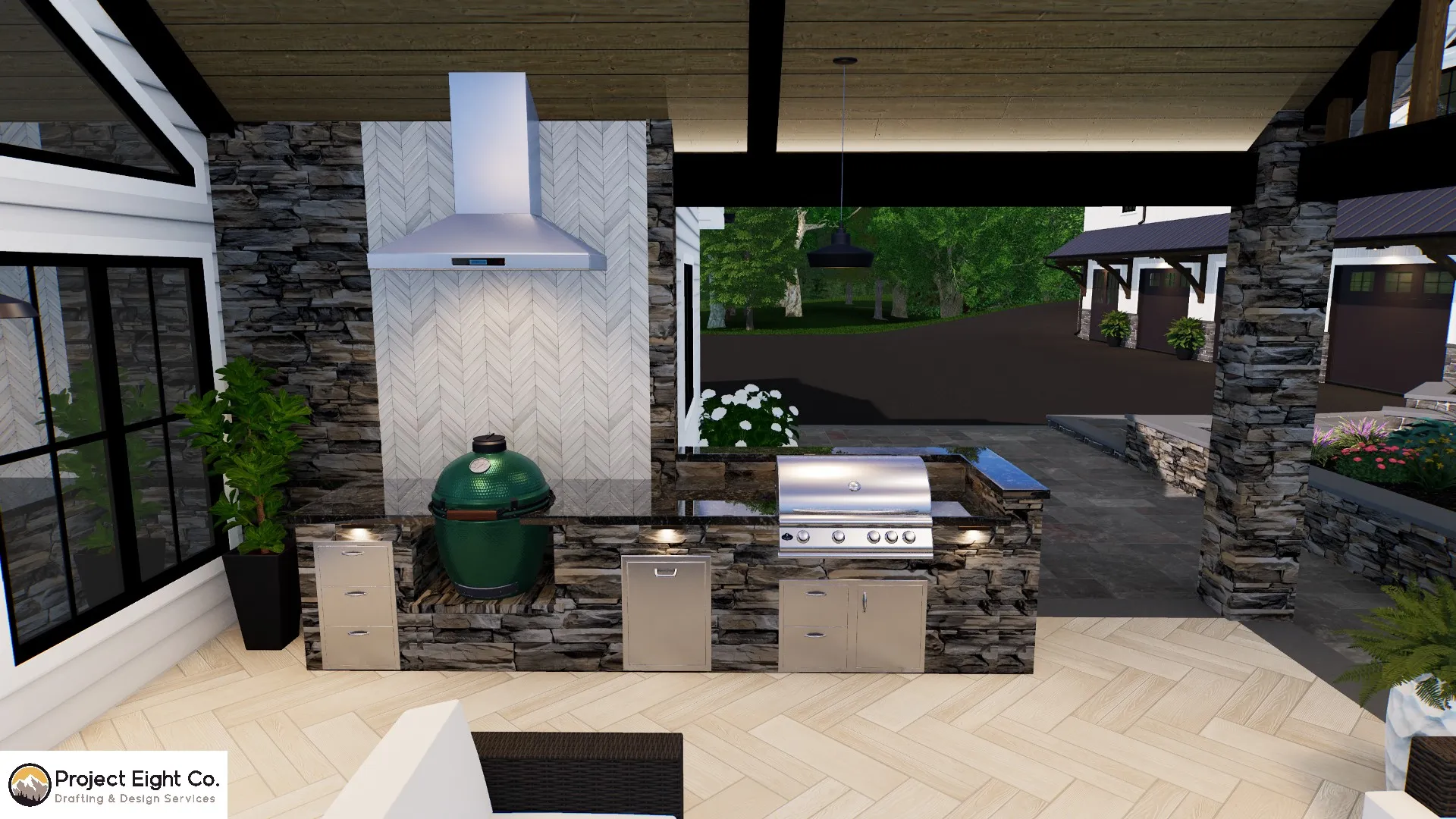 Luxury Modern Farmhouse Pool and Cozy Cabana Retreat Design