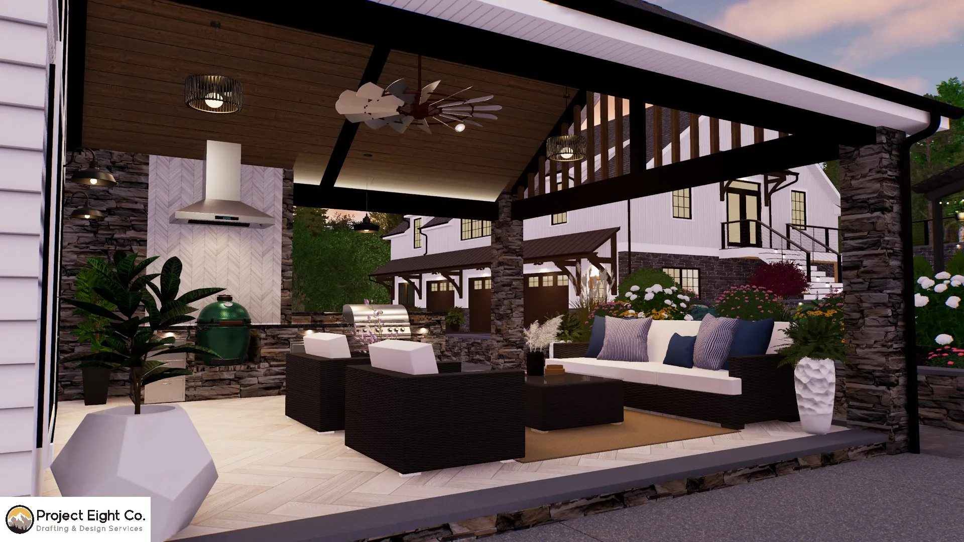 Luxury Modern Farmhouse Pool and Cozy Cabana Retreat Design