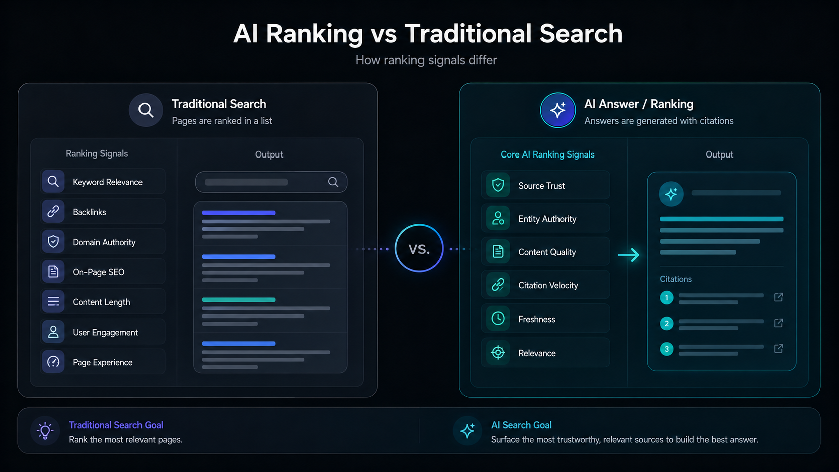Core AI ranking signals dashboard