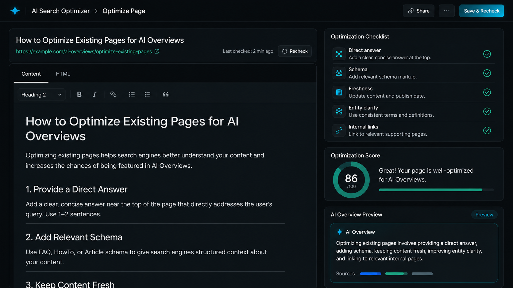 Google AI Overview visibility tracking dashboard