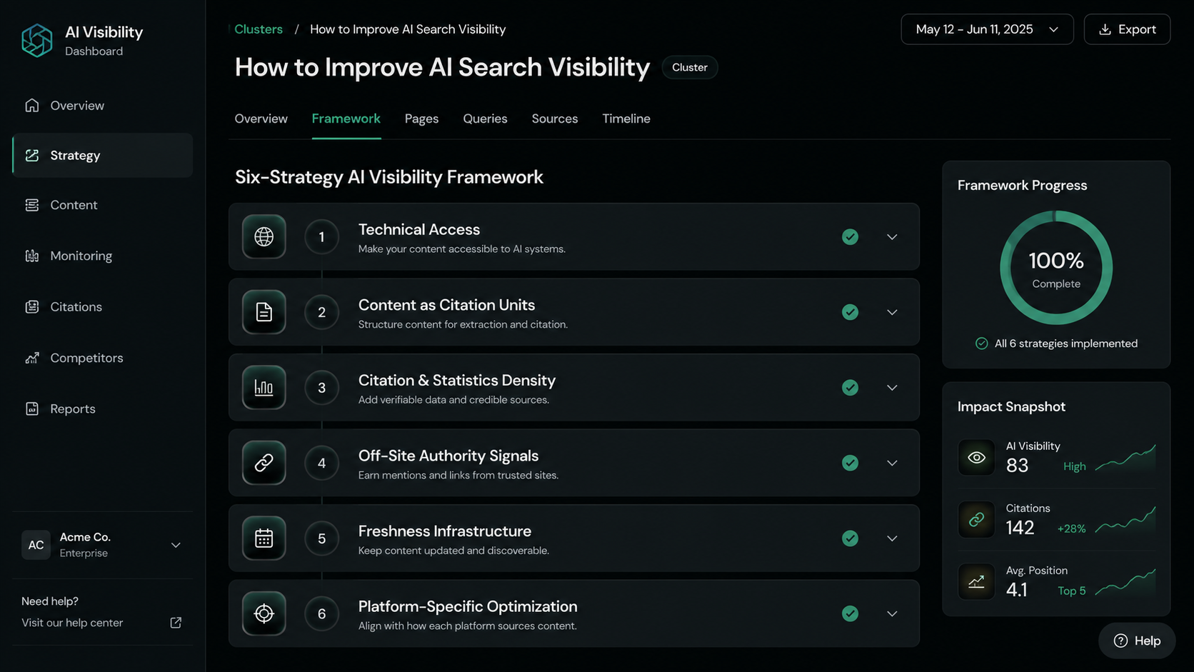 Freshness infrastructure dashboard