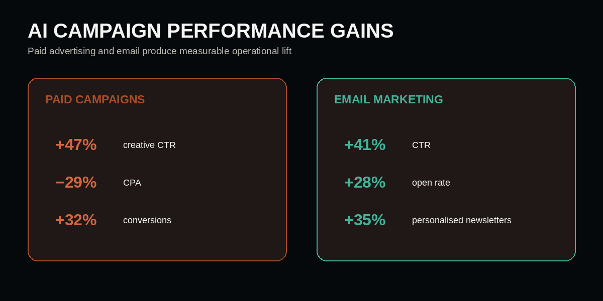 AI performance gains for paid advertising and email marketing