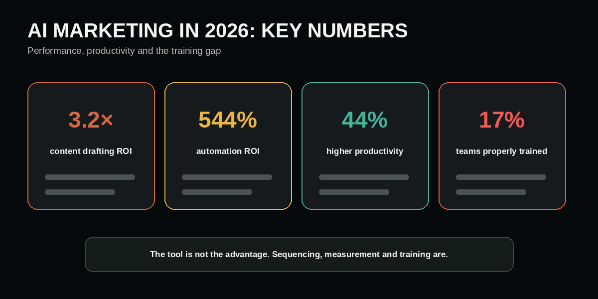 AI marketing ROI productivity and training benchmark dashboard