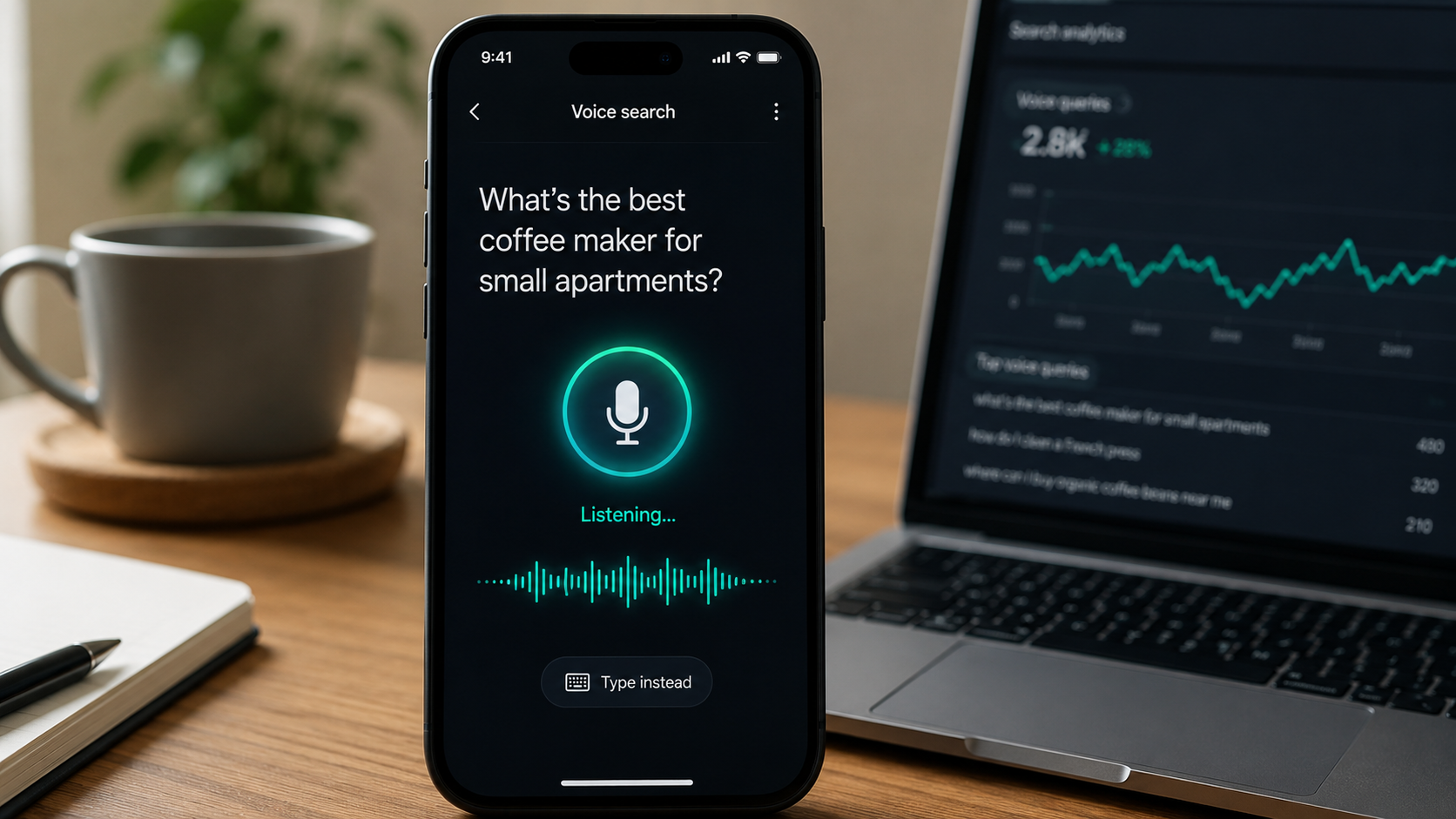 Person using a voice assistant in an office