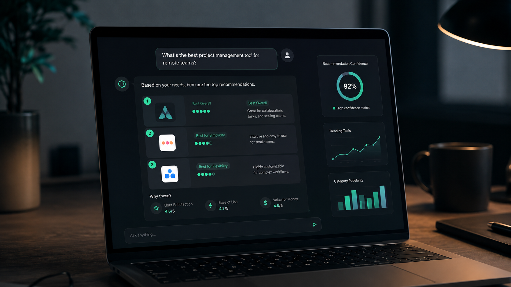 Prompt testing and recommendation analytics dashboard