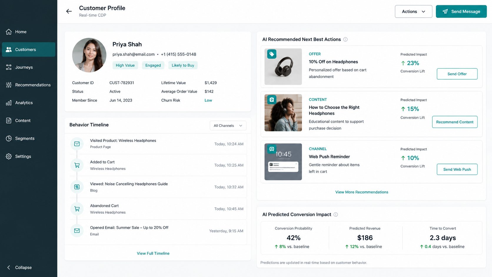 Personalization dashboard on laptop