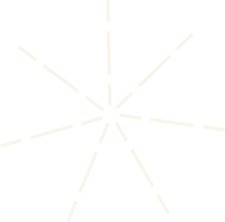 Beige dashed lines radiating outward from a central point on a transparent background.