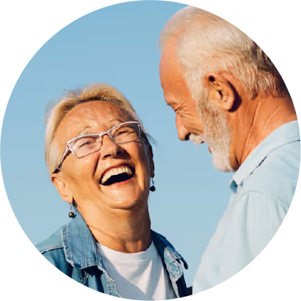 couple laughing outside