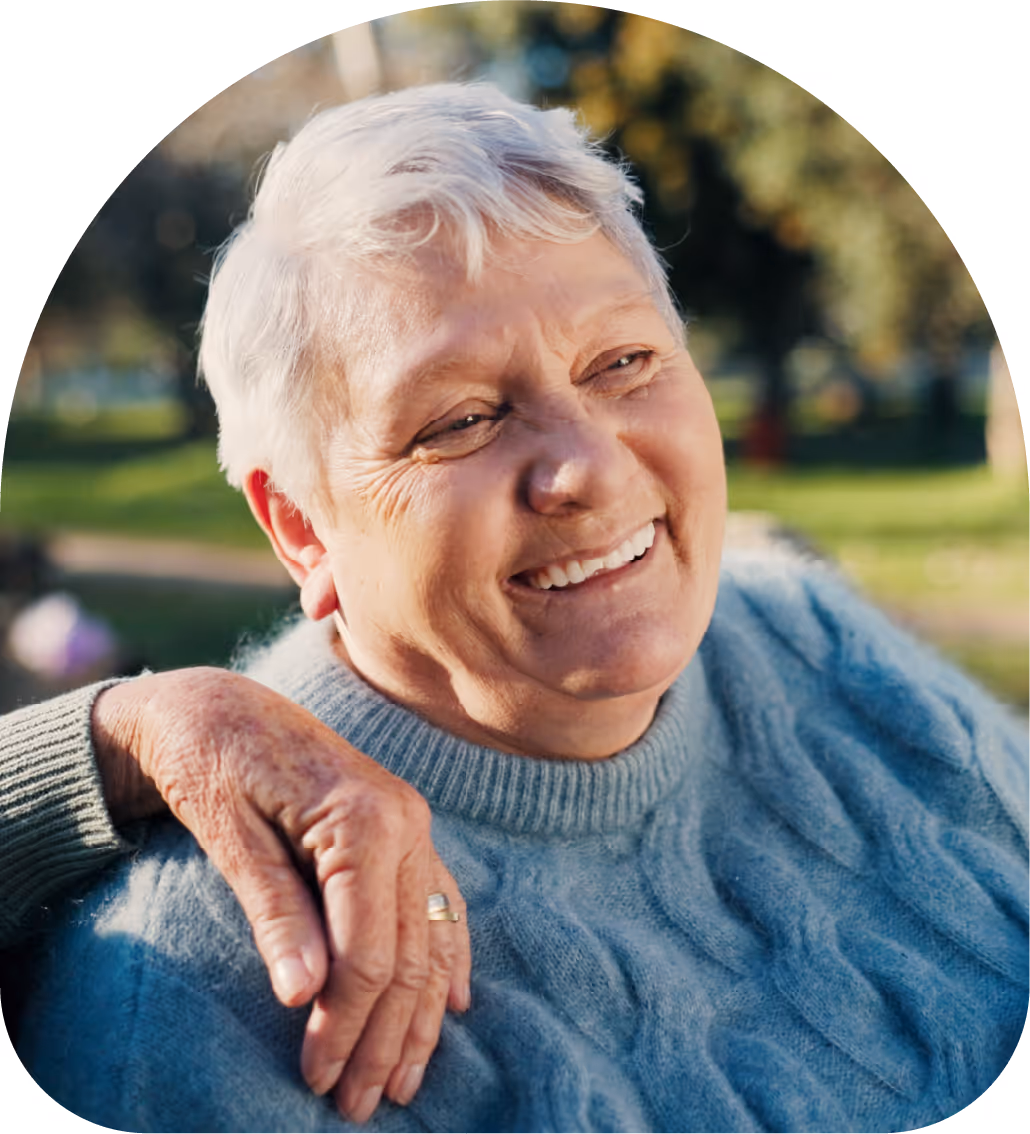 woman smiling outside