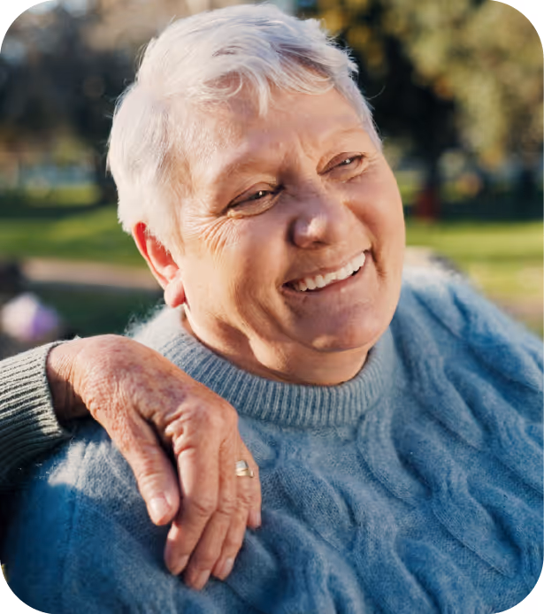 woman smiling outside