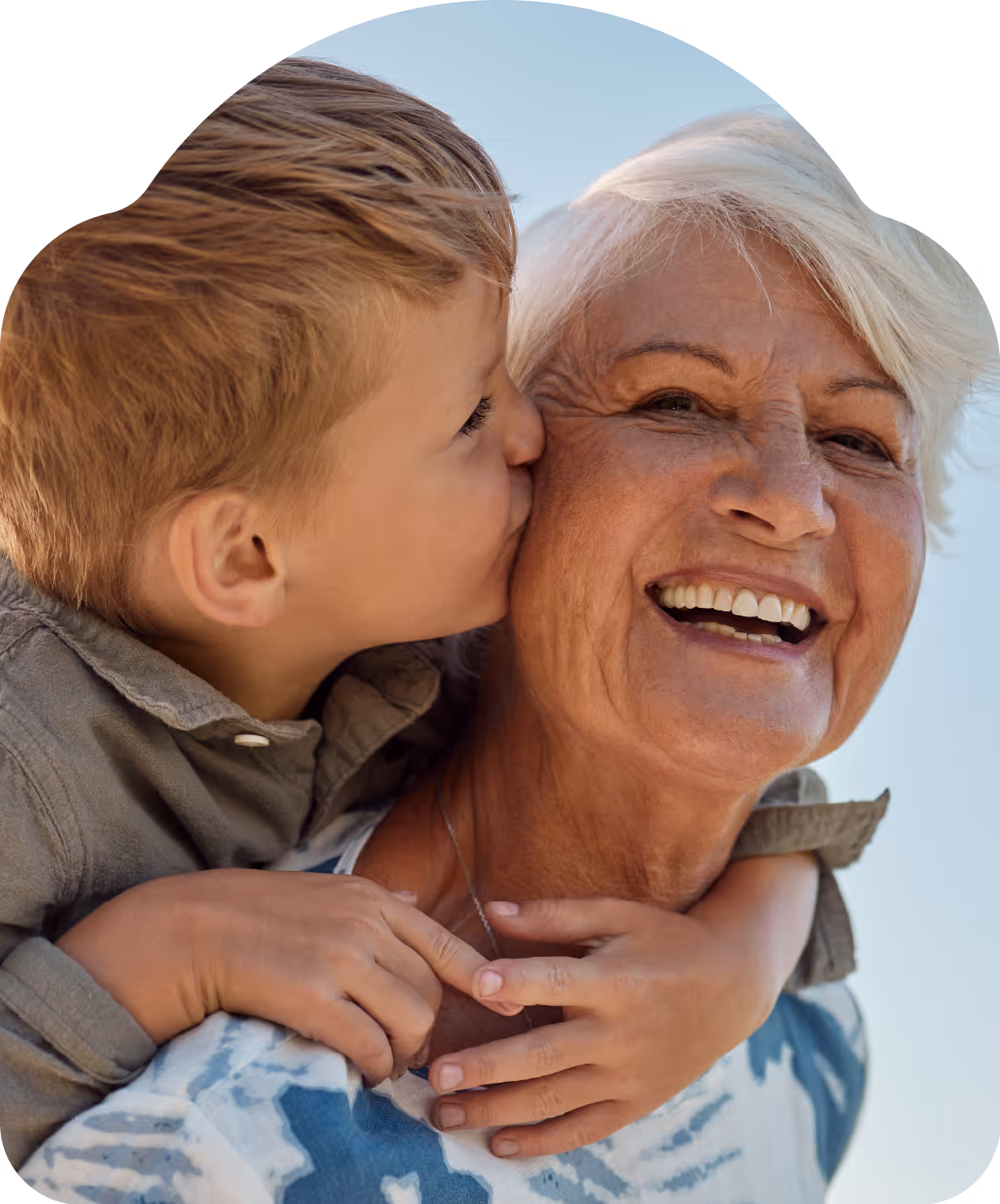 grandma and grandson outside