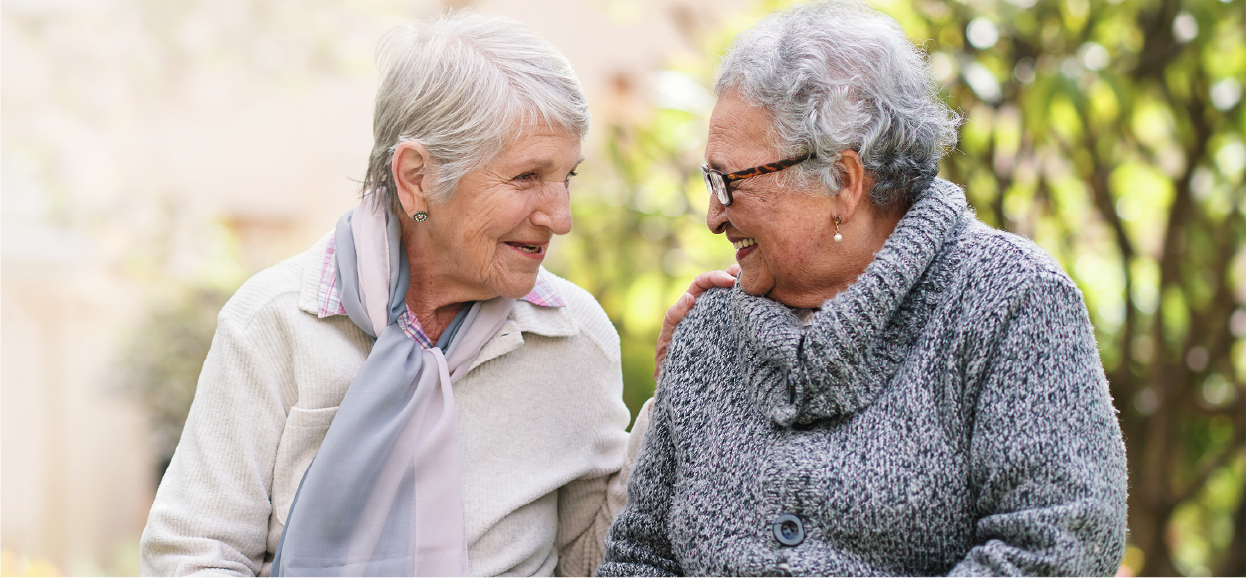 2 women talking outside