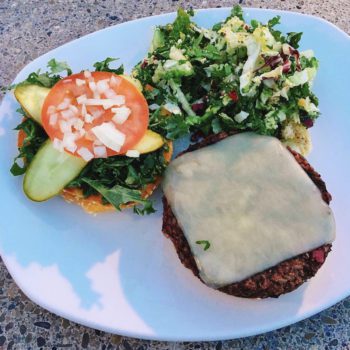 Healthy Burger with side salad from Northstar Cafe