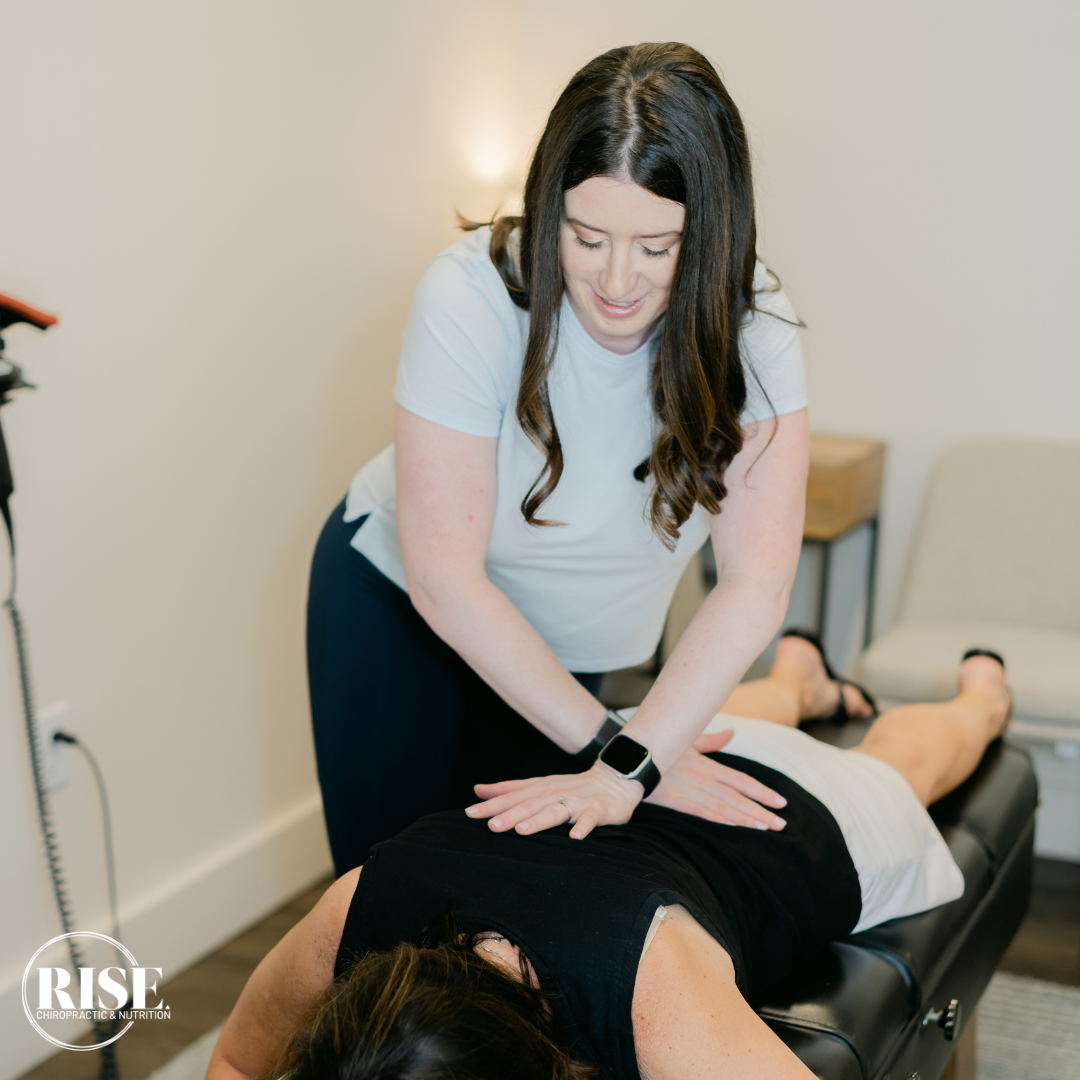 getting adjusted at Rise Chiropractic and Nutrition in Dublin , Ohio