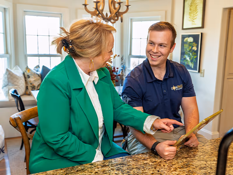 reviewing pest control quote with a customer