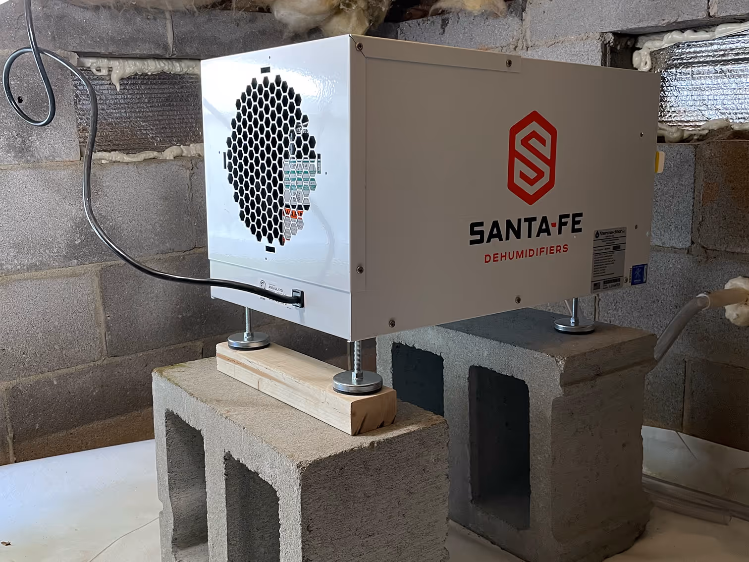 dehumidifier in a basement