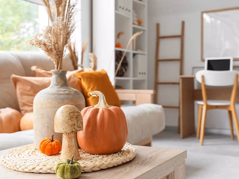 fall decorations in living room