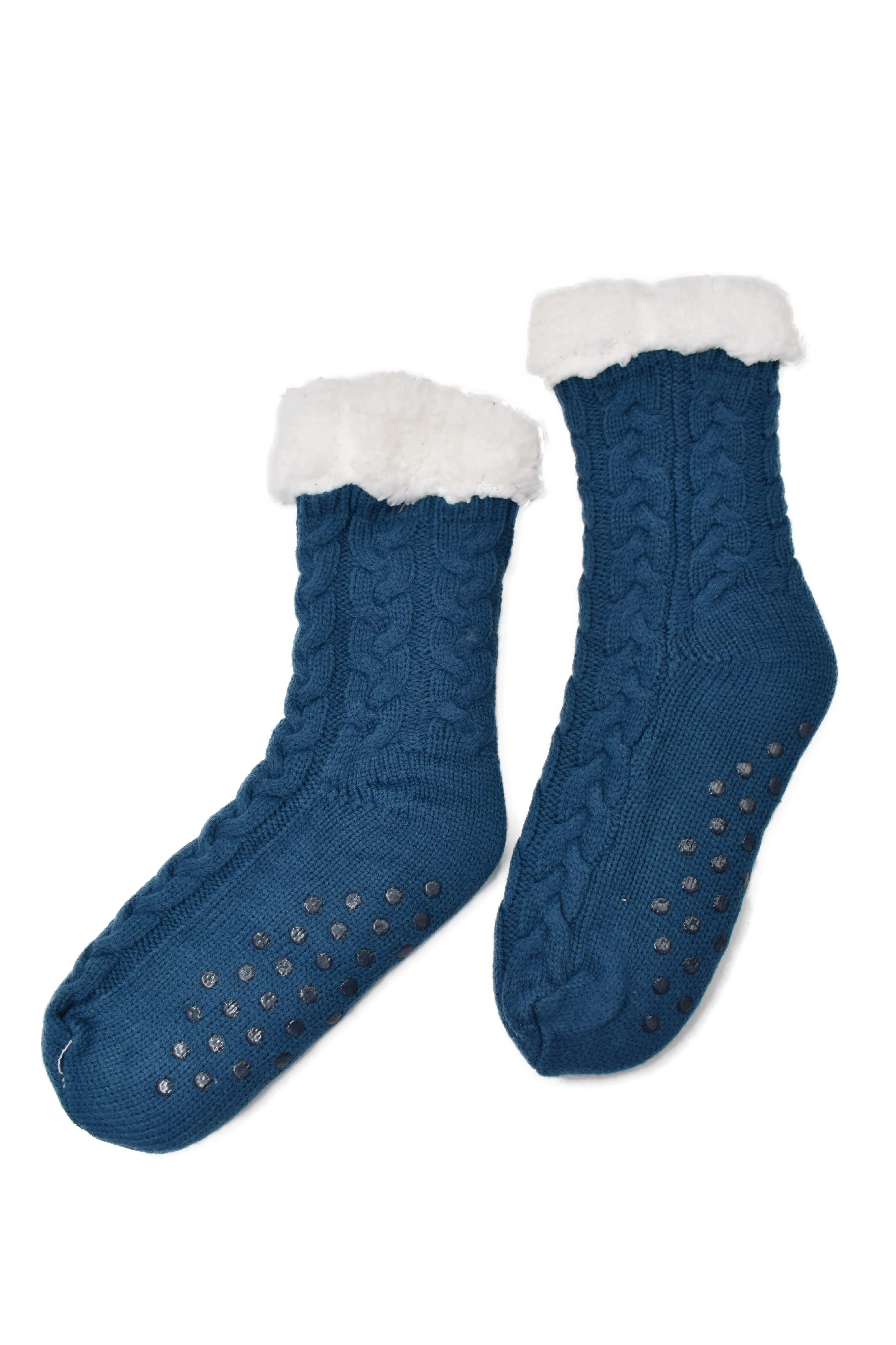 CALCETÍN INVERNAL TEJIDO AZUL