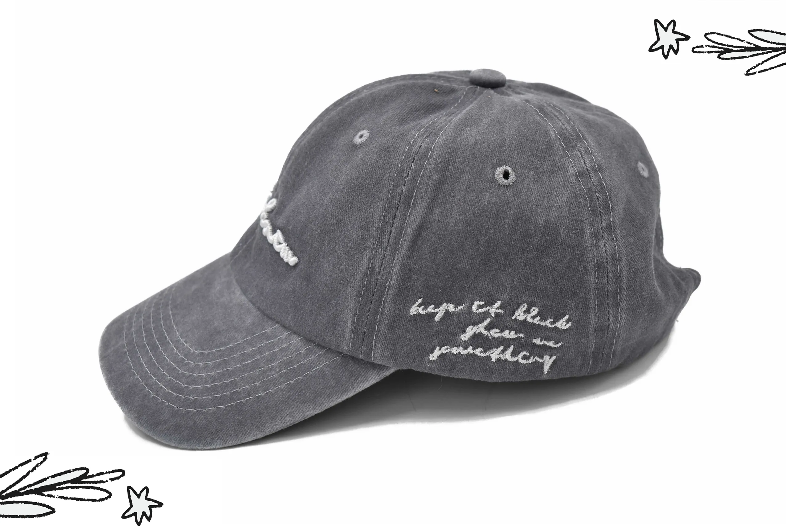  Gorra ajustable, color gris con frase bordada