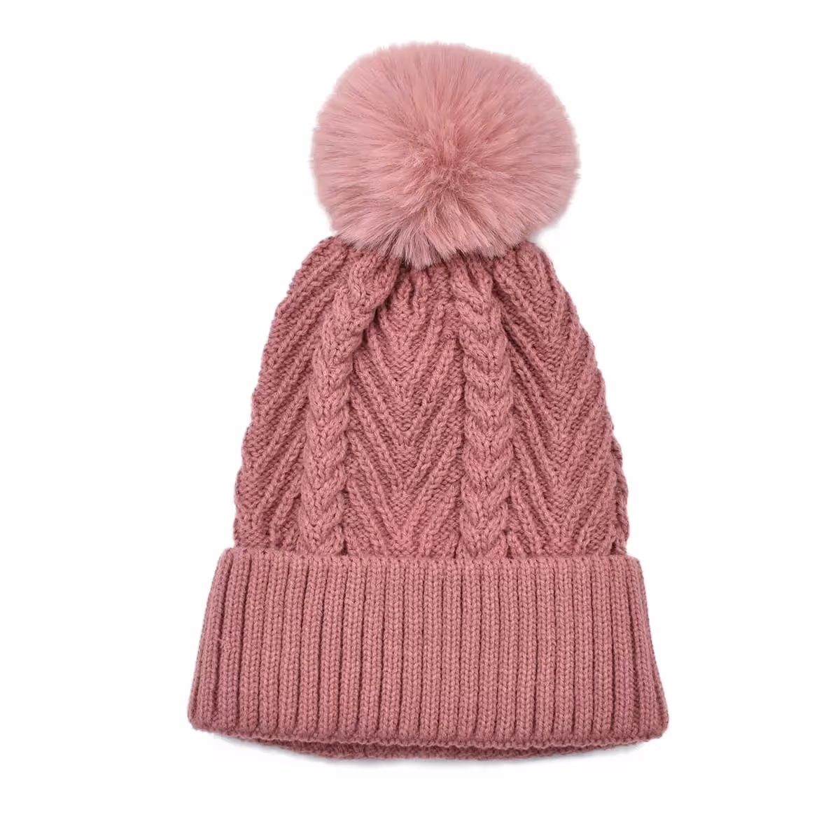 GORRO BÁSICO CON POMPÓN PALO DE ROSA 