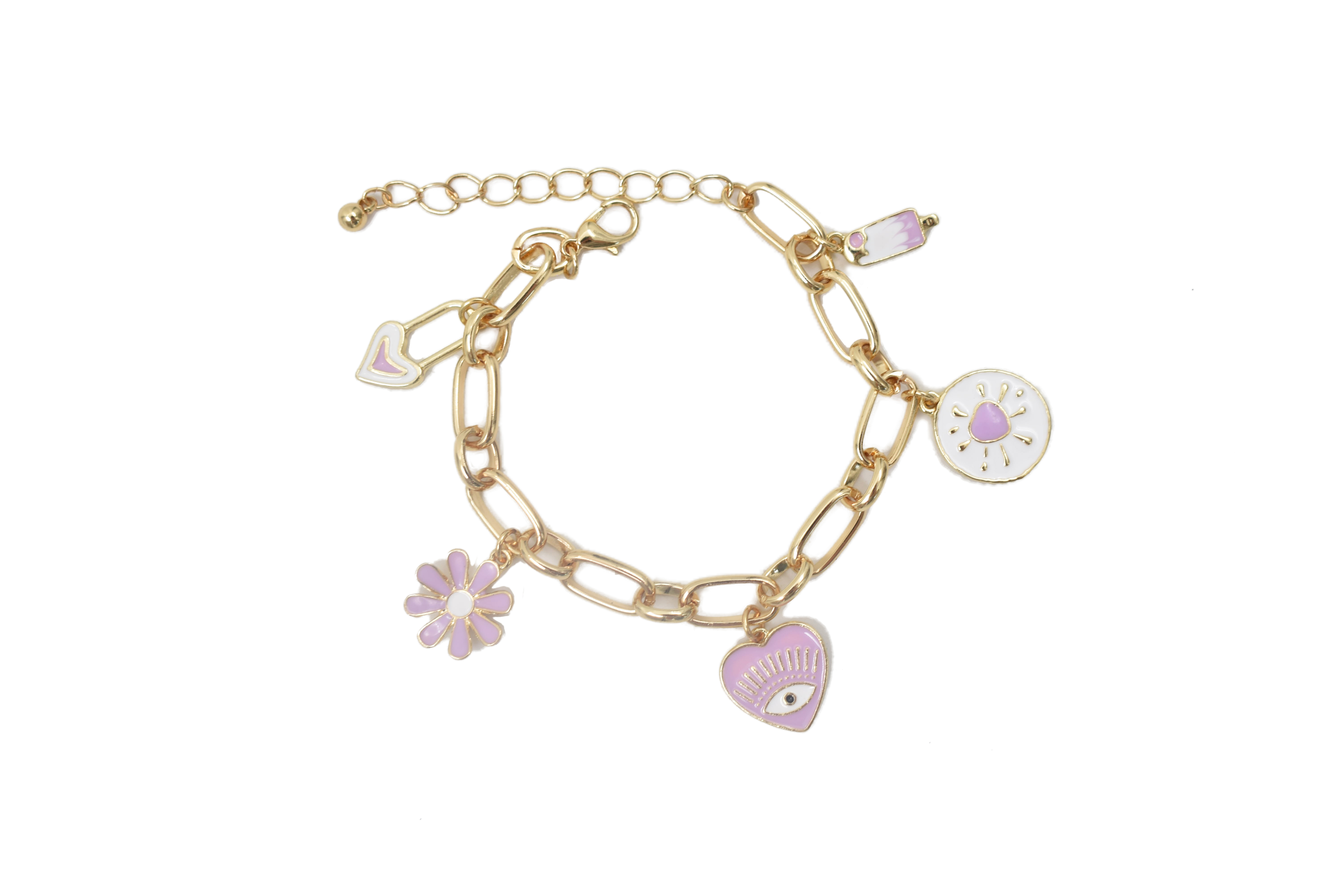 Pulsera dorada con dijes colgantes