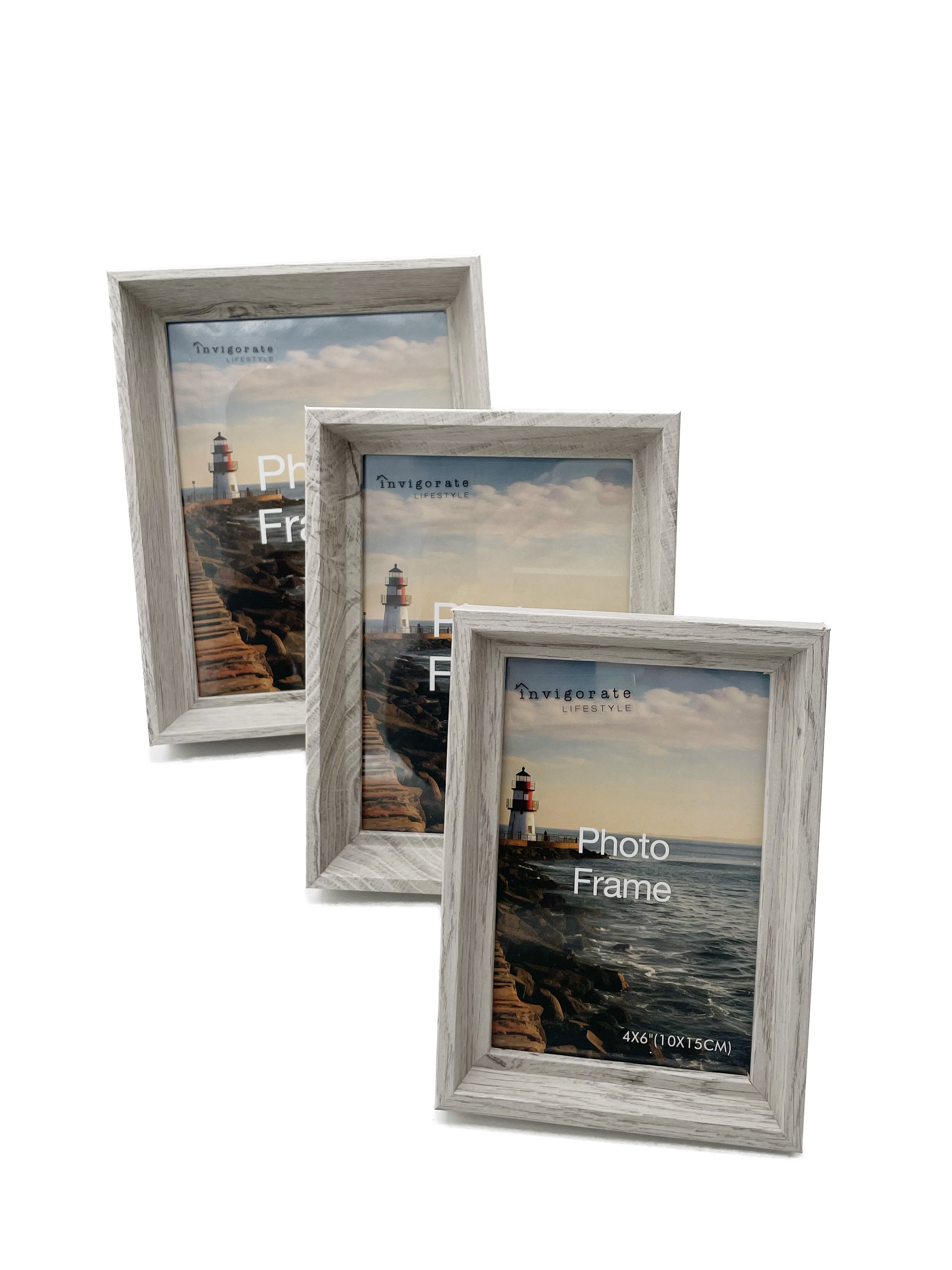 Set Tres Portarretratos Madera Comprimida Color gris