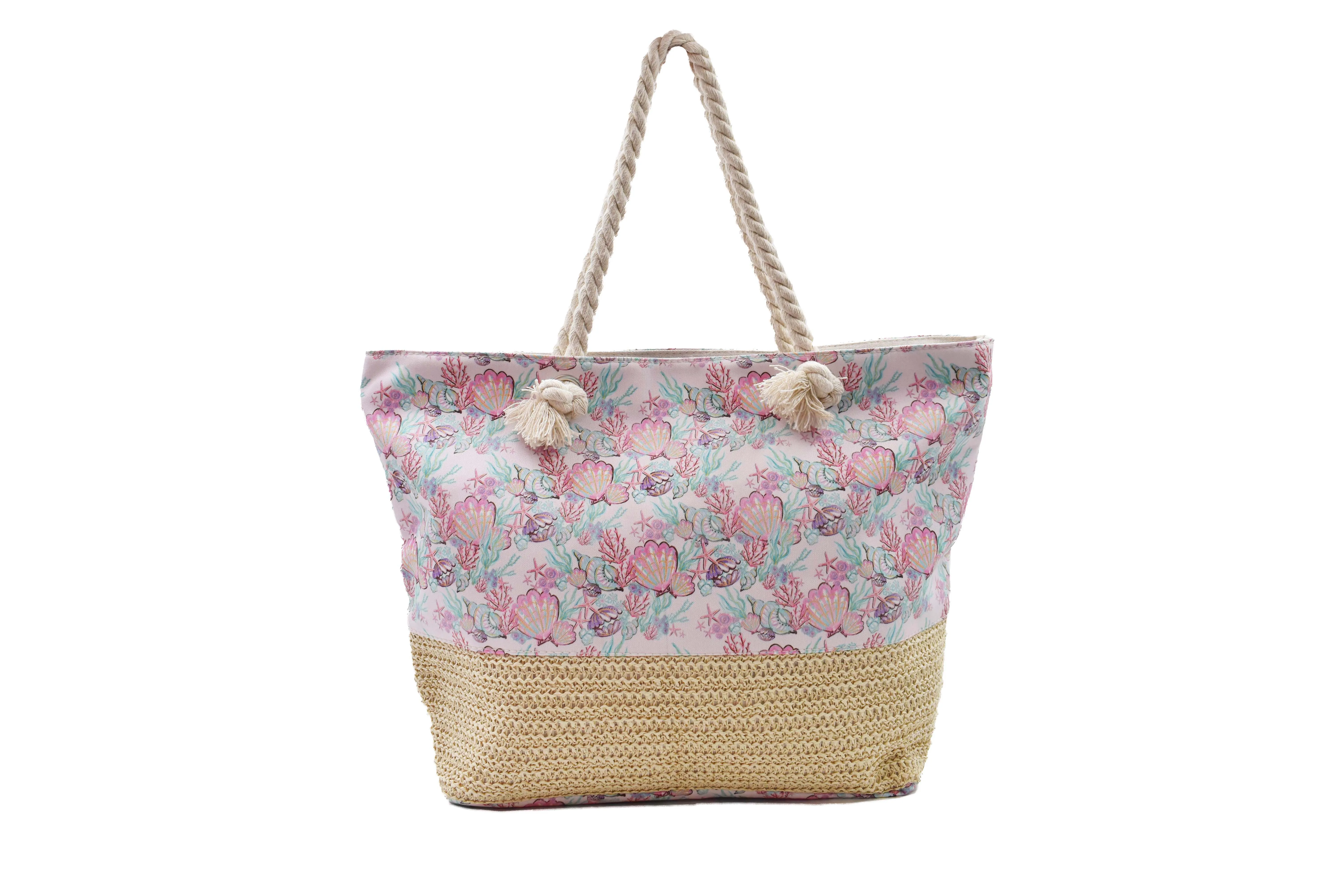 BOLSA DE PLAYA PRINT MARINO ASA DE CUERDA