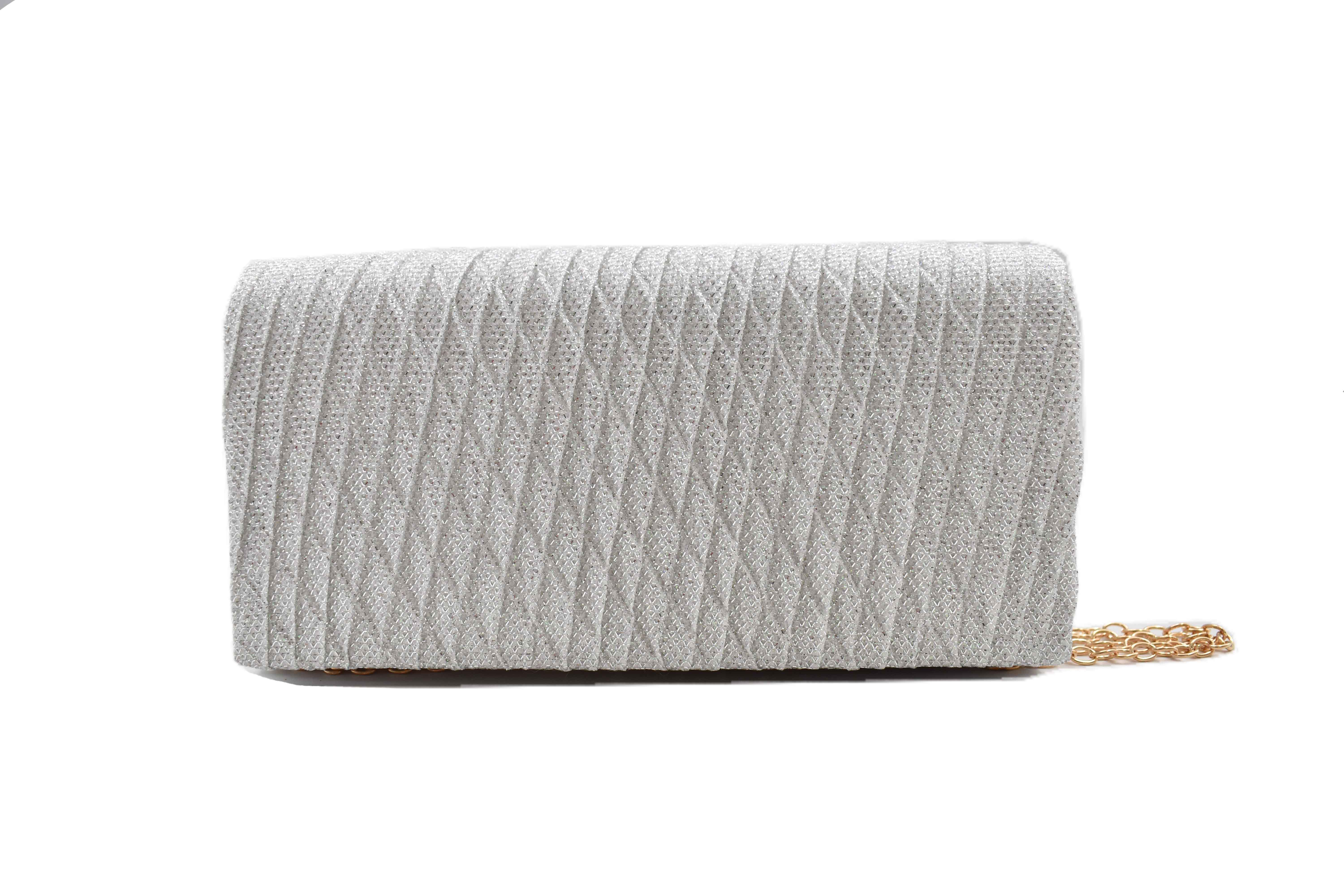 Bolsa clutch plata con brillos