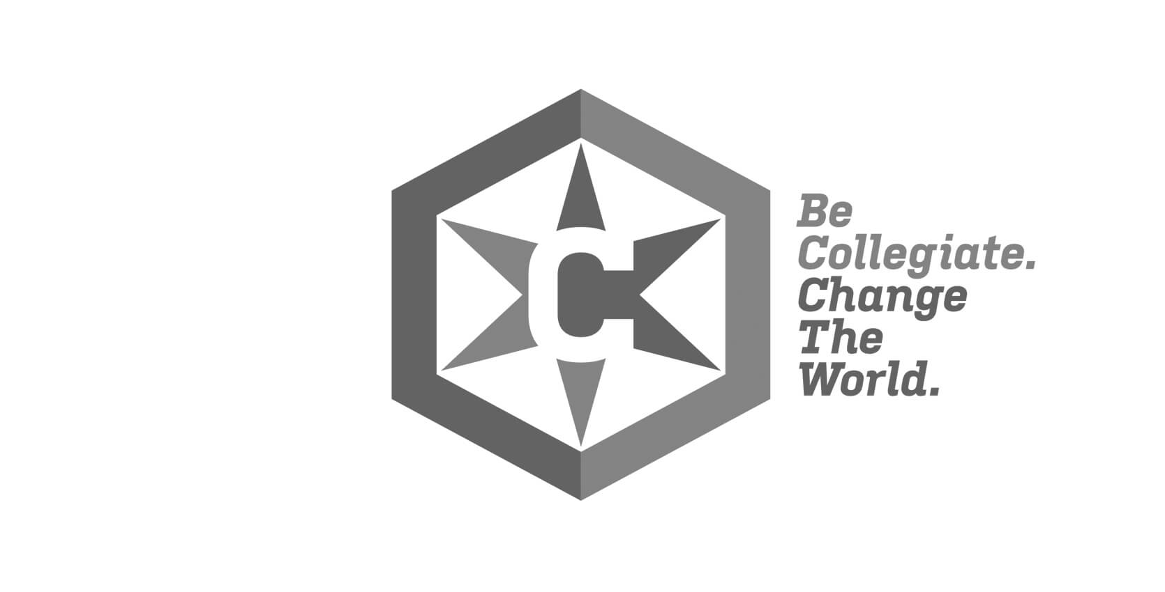 Rubber stamp of Chicago Collegiate logomark on paper