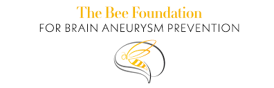 The Bee Foundation logo with text 'The Bee Foundation for Brain Aneurysm Prevention' and a stylized bee illustration.