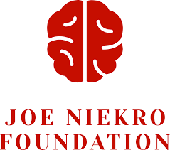 Joe Niekro Foundation logo featuring a stylized red brain above the foundation name in red capital letters.