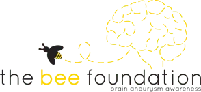 The Bee Foundation logo featuring a stylized yellow bee with black stripes and a brain-shaped yellow outline above the text.