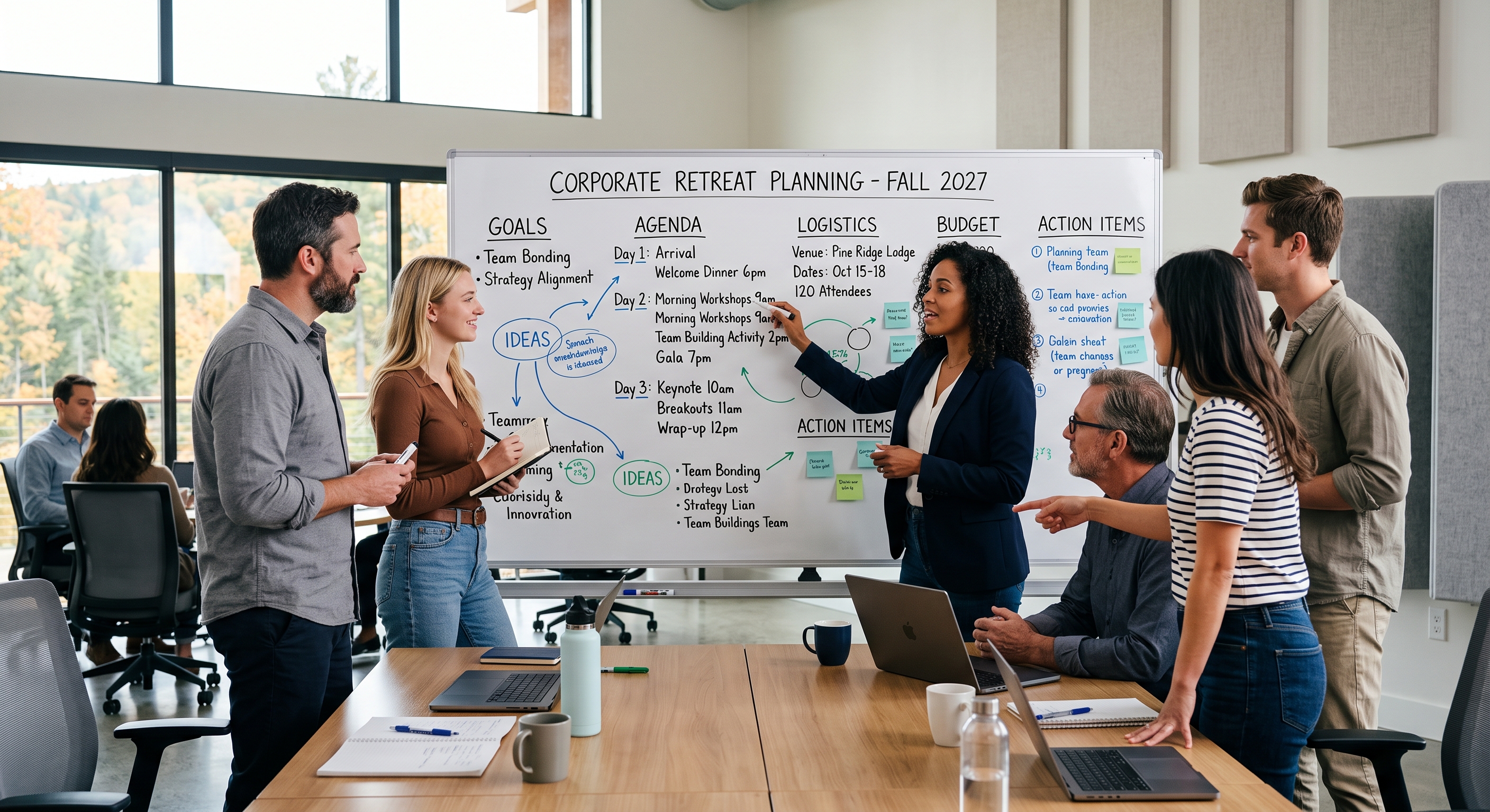 A corporate retreat planning session